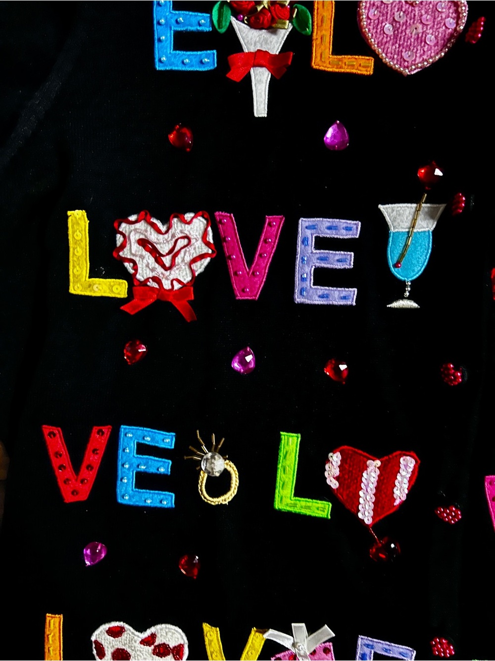 Jack B. Quick ~ X-Large ~ Multi-Colors ~ Valentine ~ Beaded ~ Cardigan Sweater - Picture 15 of 16